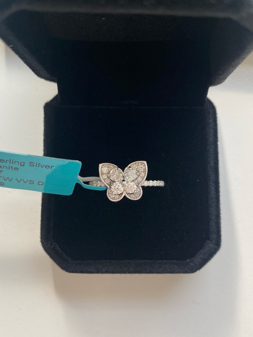 925 Sterling Silver Moissanite Butterfly Ring